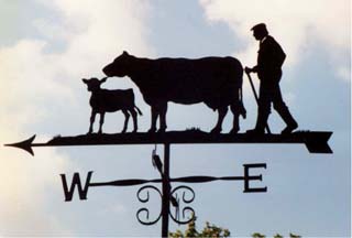 Farmer cow and calf weathervane